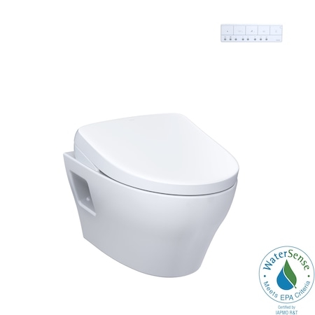Toto EP Wall-Hung 0.9 / 1.28 GPF Dual Flush Elongated Toilet with Washlet+ S7A Bidet Seat CWT4284736CMFGA#MS